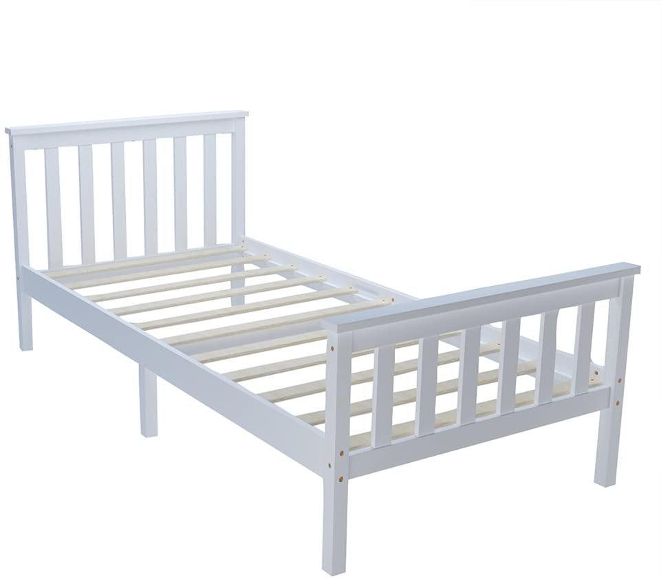 Single Bed Frame White Pine - USTAD HOME