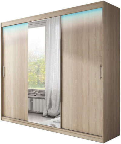 Wardrobe Sliding Doors Mirrors Hanging Rail Shelves - USTAD HOME