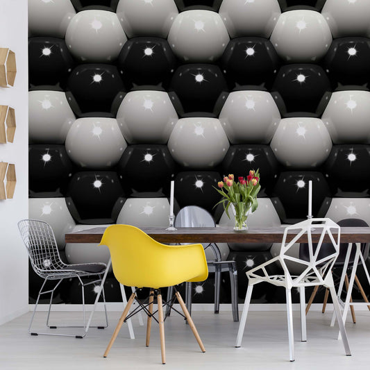 3D Grey And Black Ball Pattern Photo Wallpaper Wall Mural - USTAD HOME