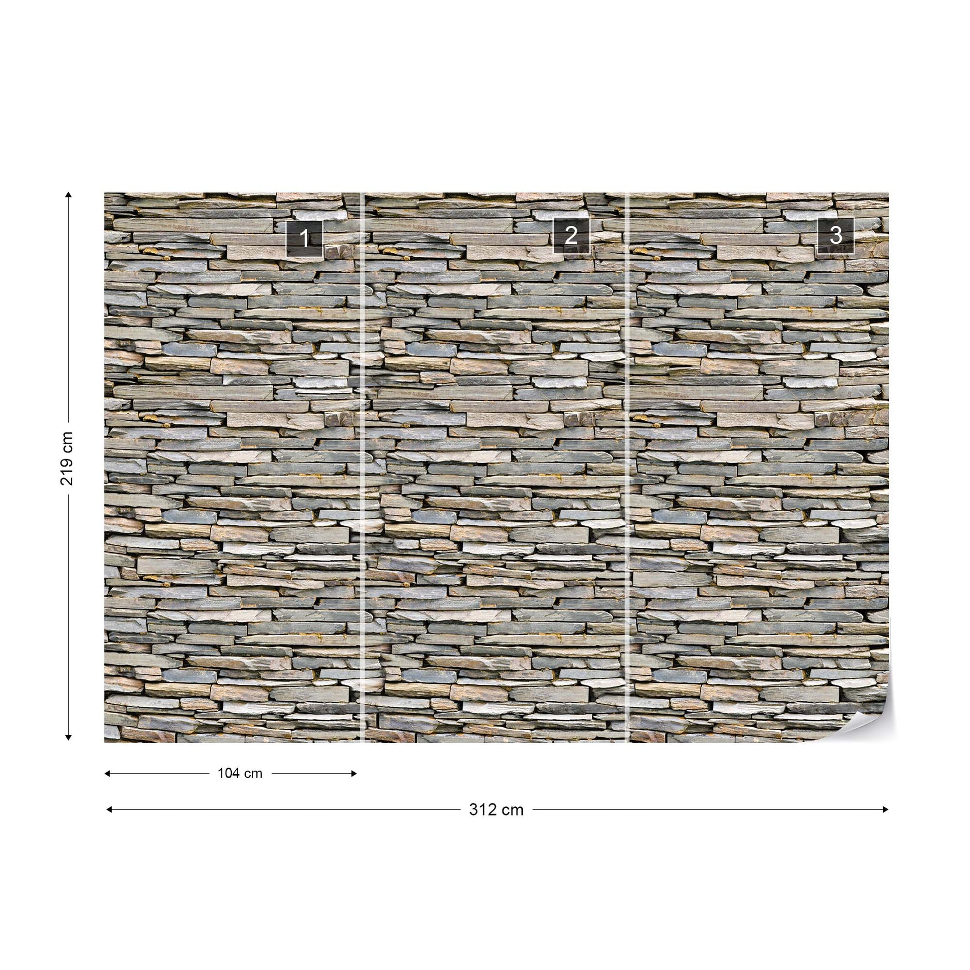 Stone Wall Photo Wallpaper Wall Mural - USTAD HOME