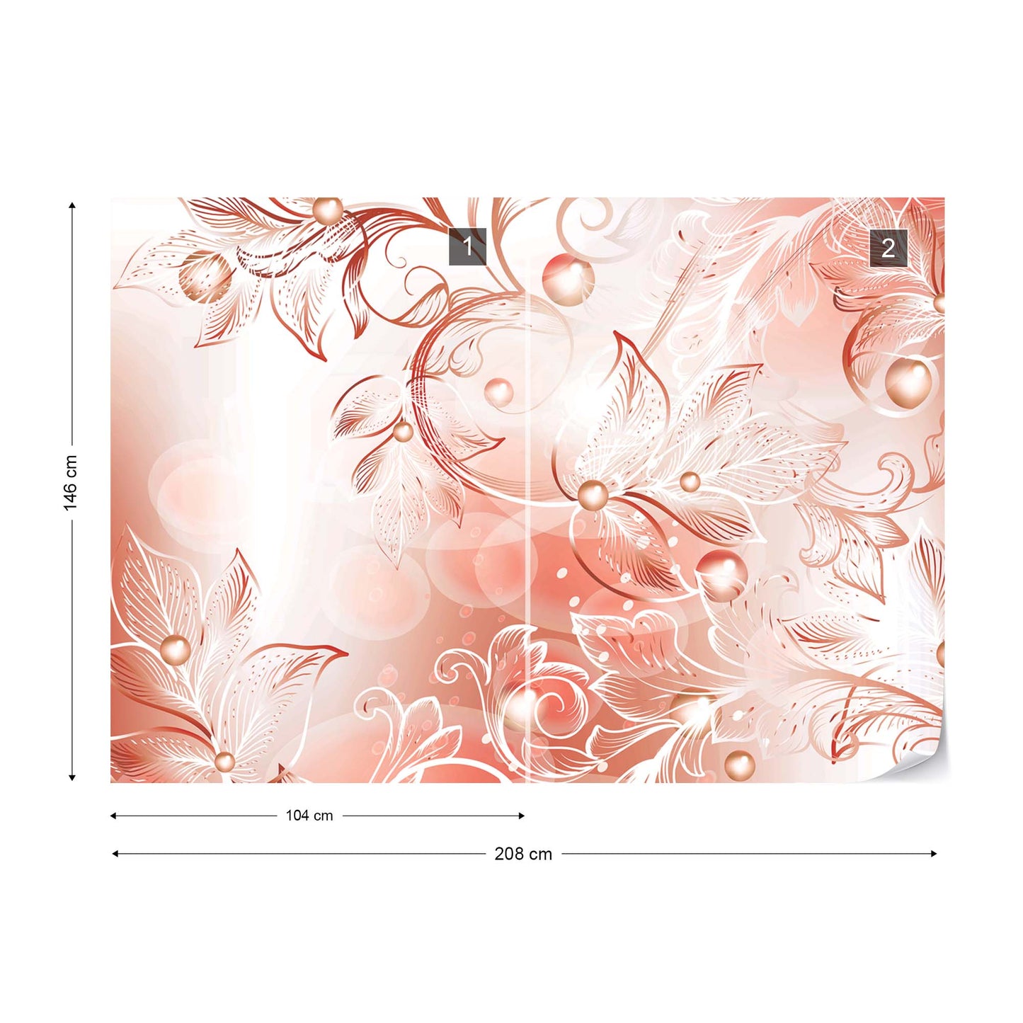 Flowers Swirls Photo Wallpaper Wall Mural - USTAD HOME