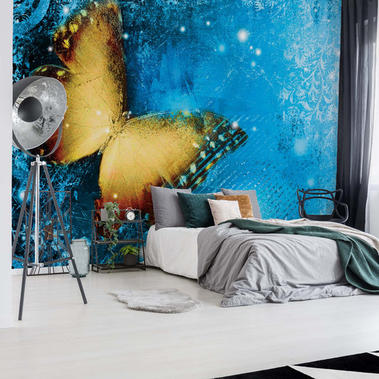 Butterfly Blue Photo Wallpaper Wall Mural - USTAD HOME