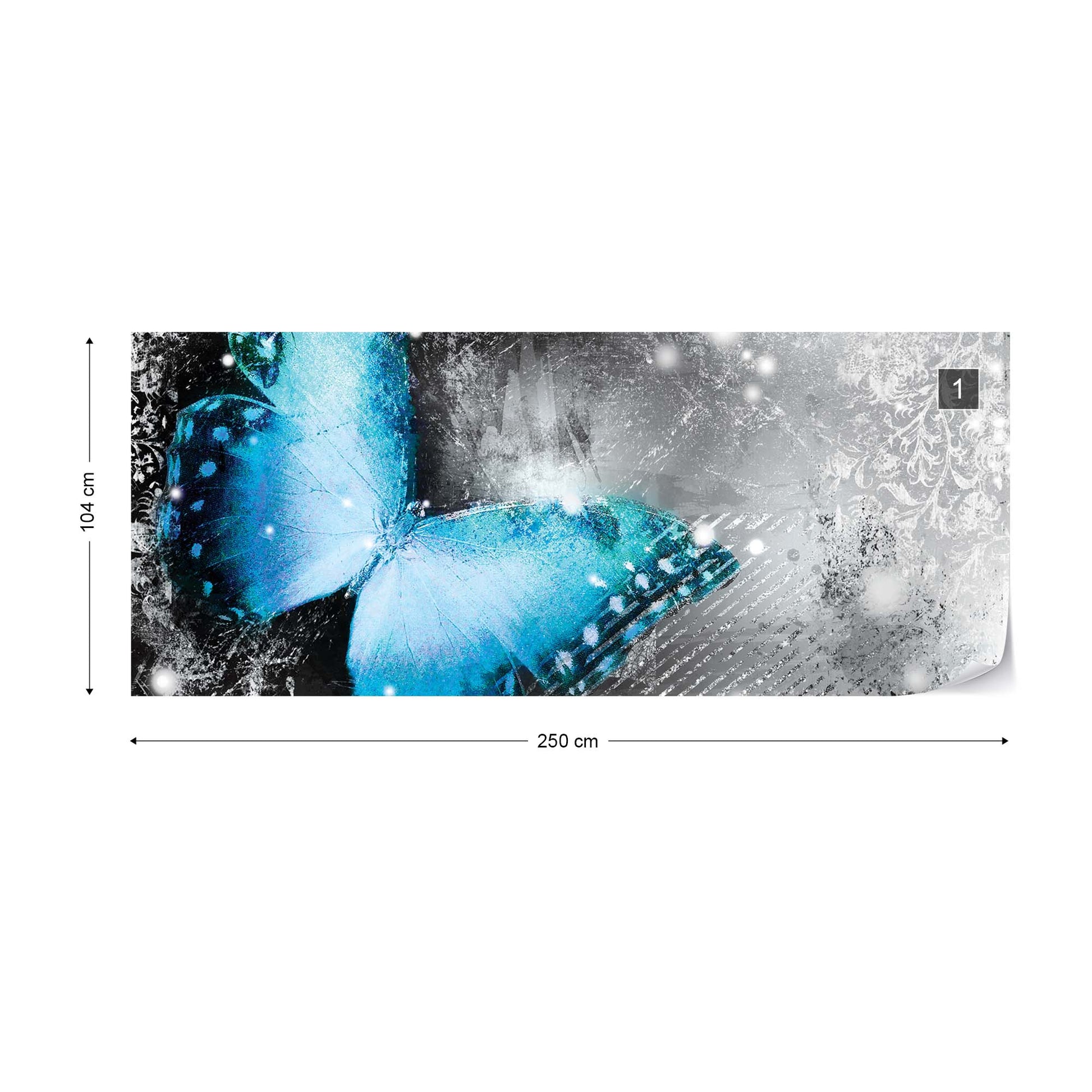 Butterfly Blue And Grey Photo Wallpaper Wall Mural - USTAD HOME