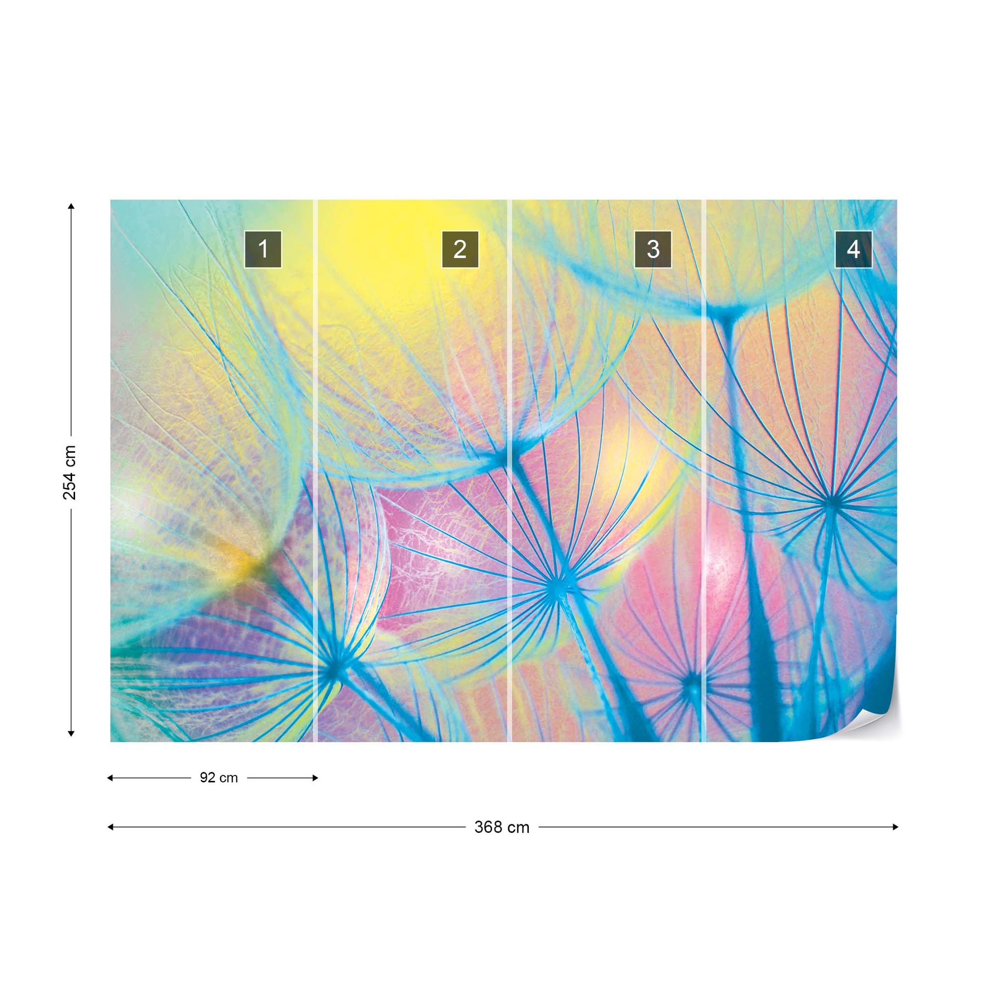 Rainbow Dandelion Photo Wallpaper Wall Mural - USTAD HOME