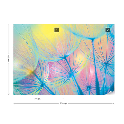 Rainbow Dandelion Photo Wallpaper Wall Mural - USTAD HOME