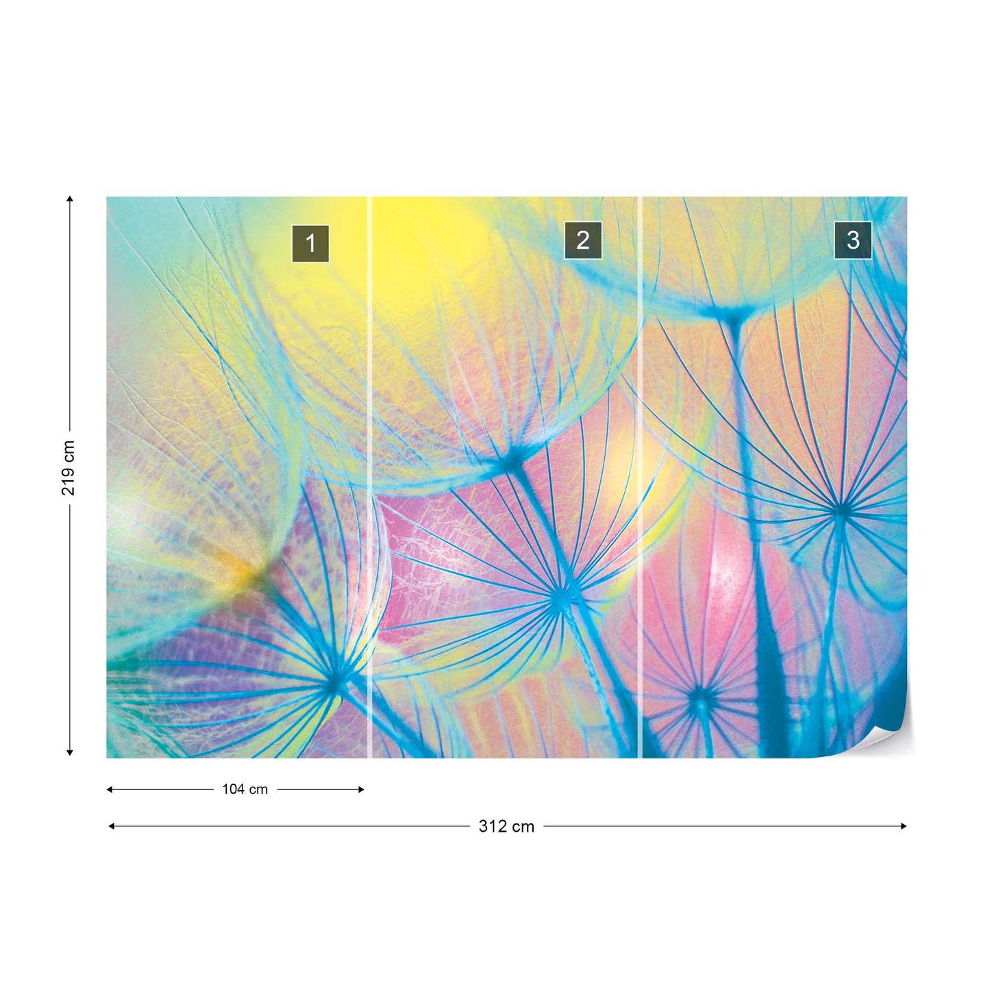 Rainbow Dandelion Photo Wallpaper Wall Mural - USTAD HOME