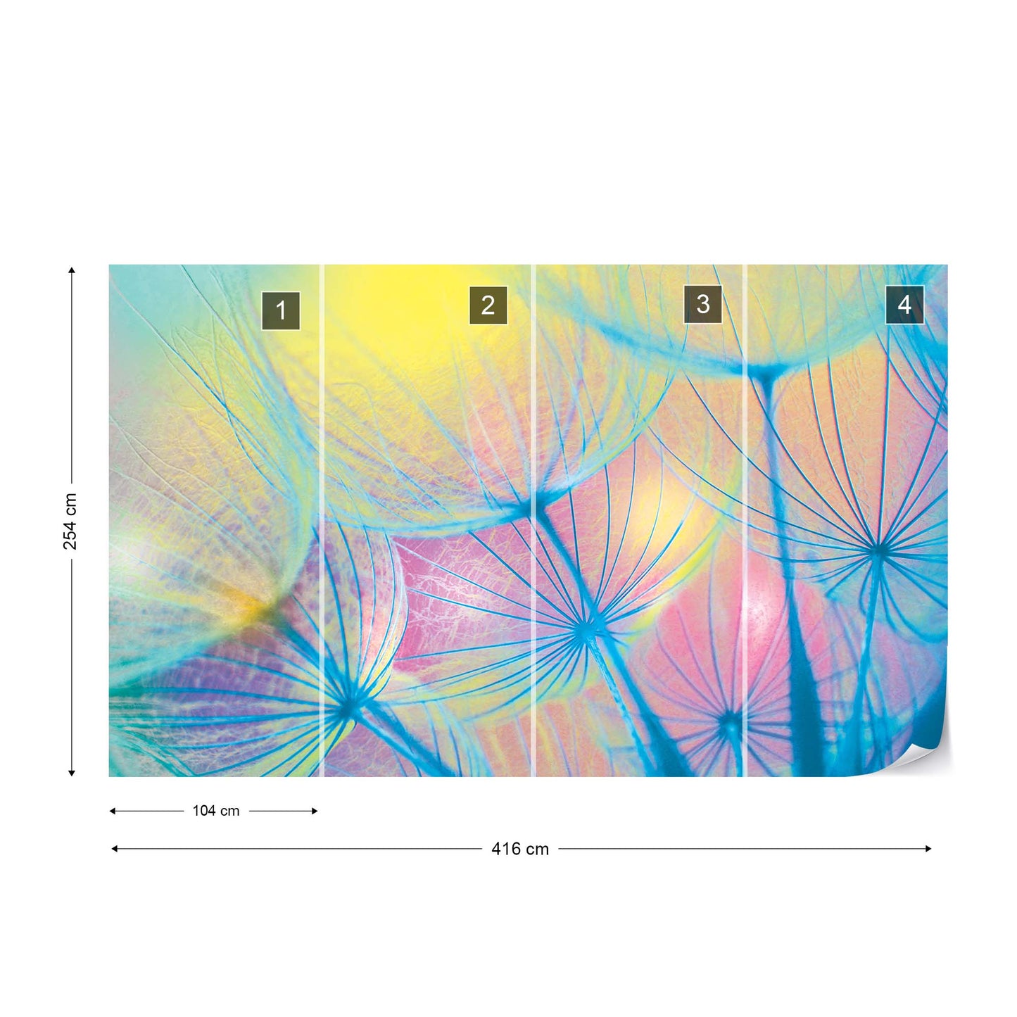 Rainbow Dandelion Photo Wallpaper Wall Mural - USTAD HOME