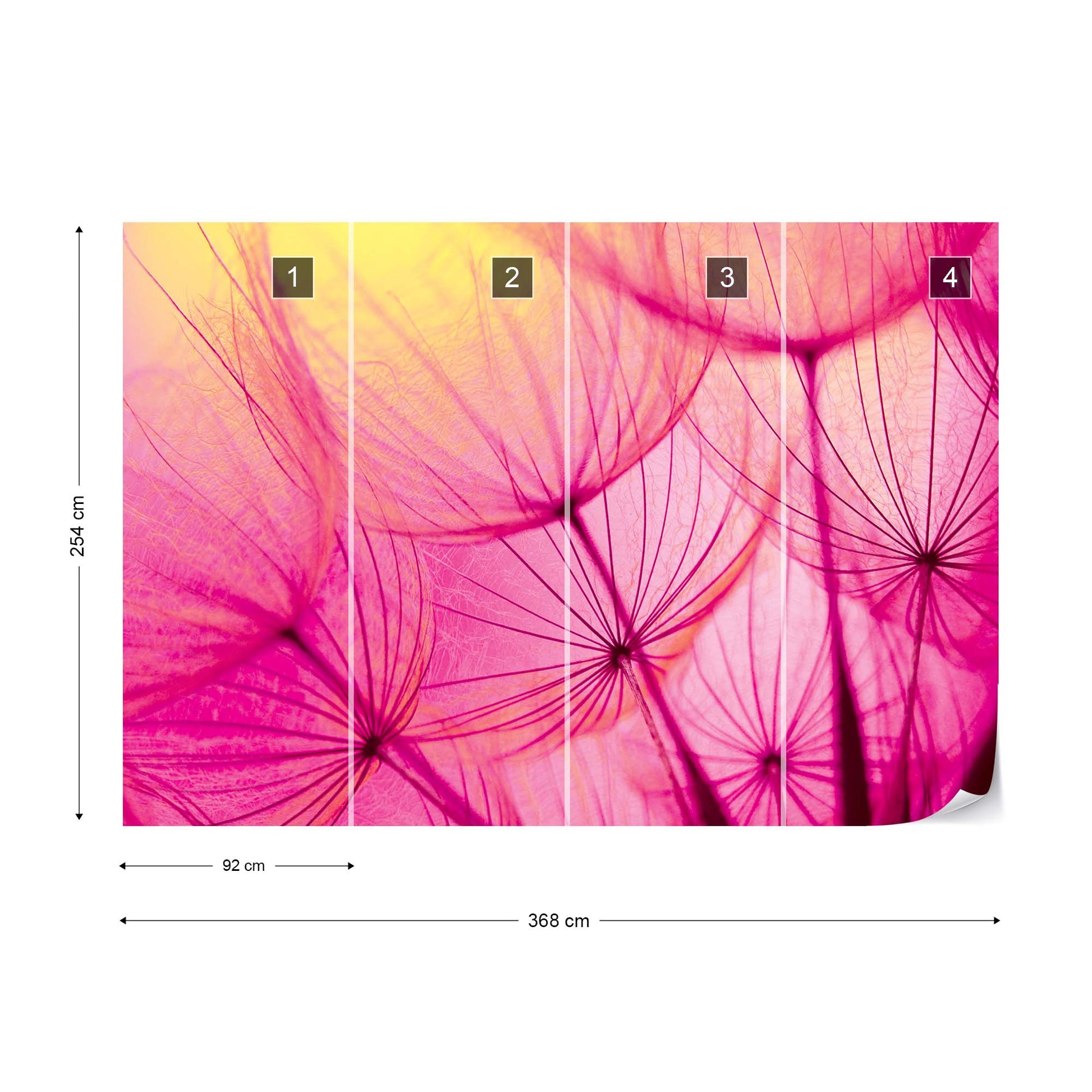 Pink Dandelion Photo Wallpaper Wall Mural - USTAD HOME