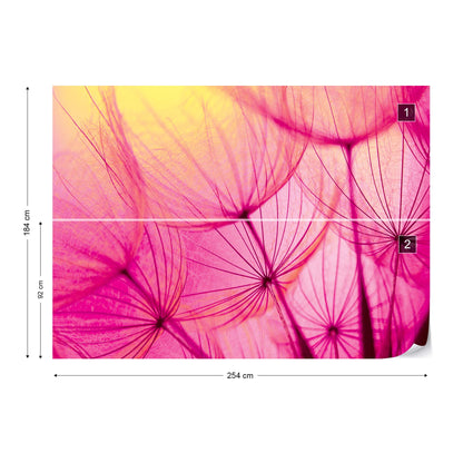 Pink Dandelion Photo Wallpaper Wall Mural - USTAD HOME