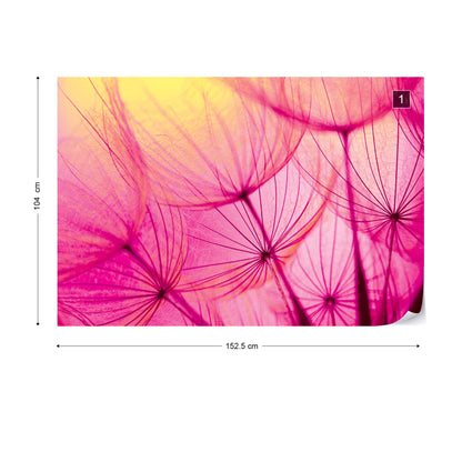 Pink Dandelion Photo Wallpaper Wall Mural - USTAD HOME