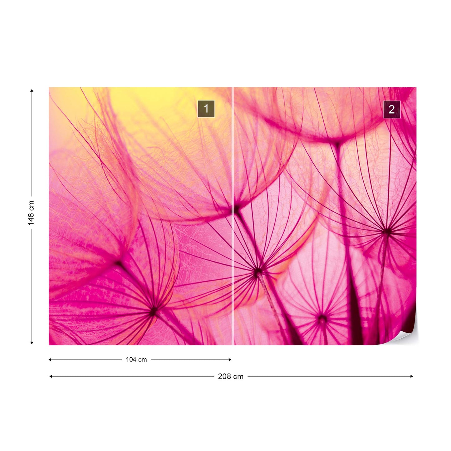 Pink Dandelion Photo Wallpaper Wall Mural - USTAD HOME