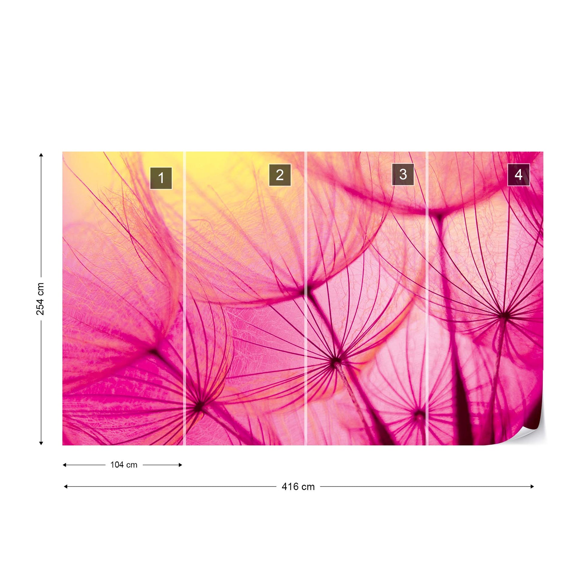 Pink Dandelion Photo Wallpaper Wall Mural - USTAD HOME