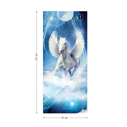 Winged Horses Pegasus Blue Photo Wallpaper Wall Mural - USTAD HOME