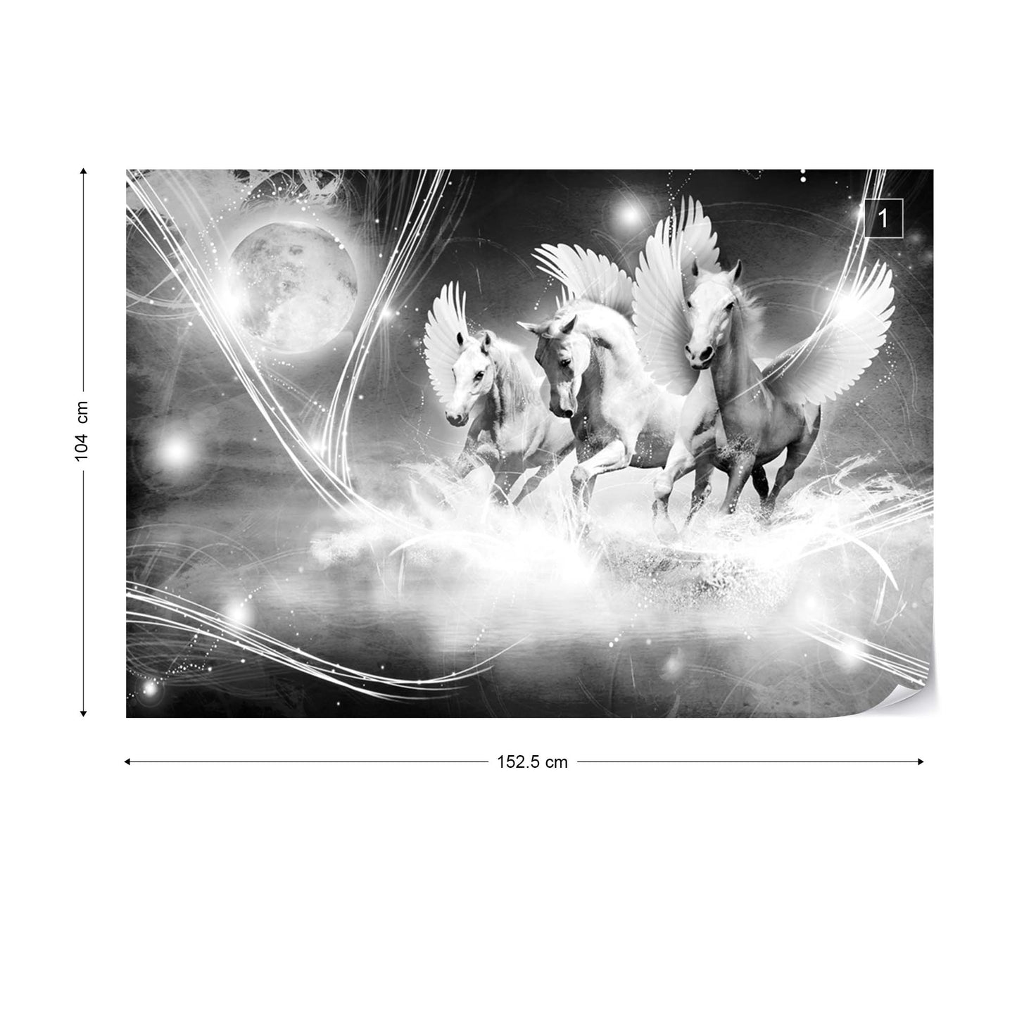 Winged Horses Pegasus Black And White Photo Wallpaper Wall Mural - USTAD HOME