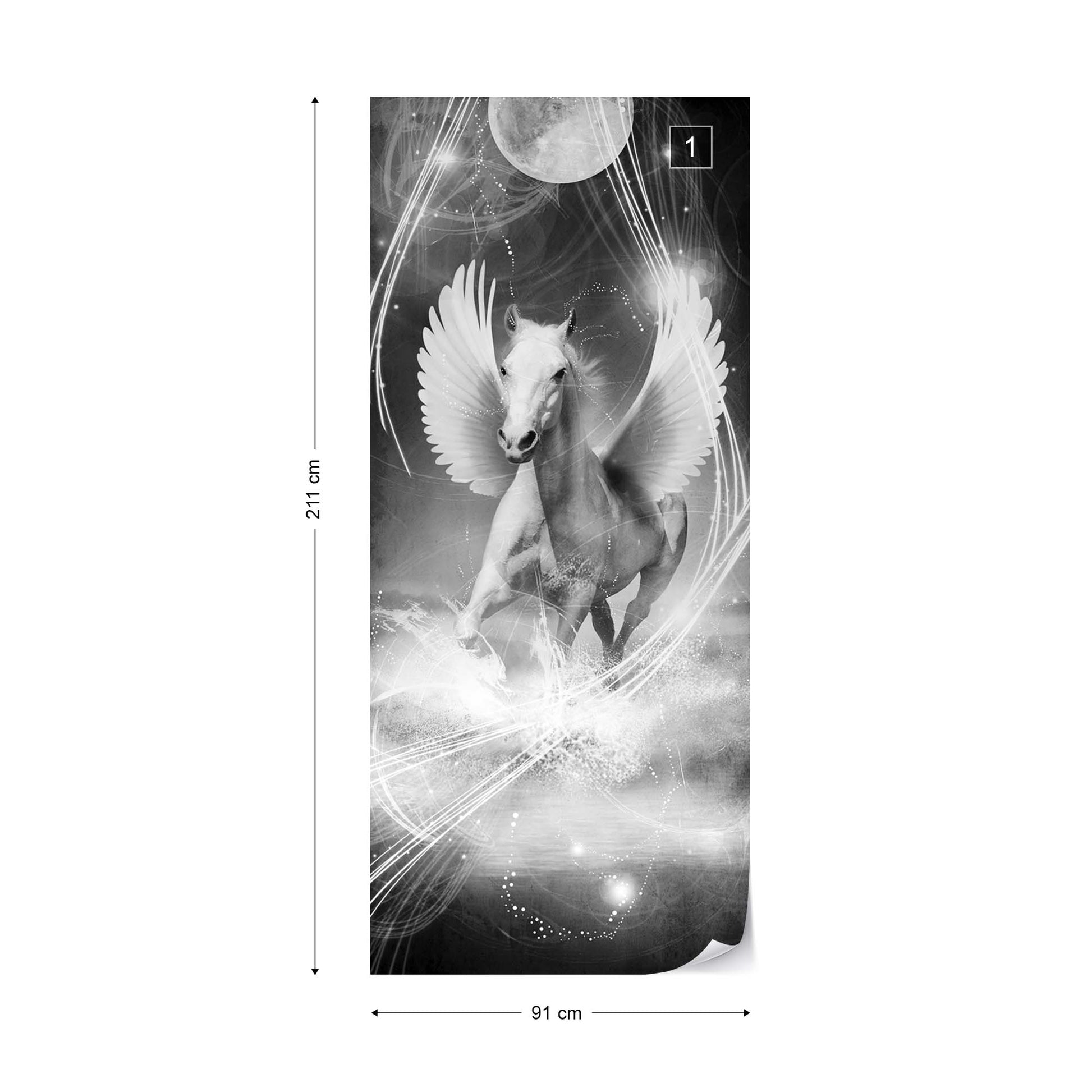 Winged Horses Pegasus Black And White Photo Wallpaper Wall Mural - USTAD HOME