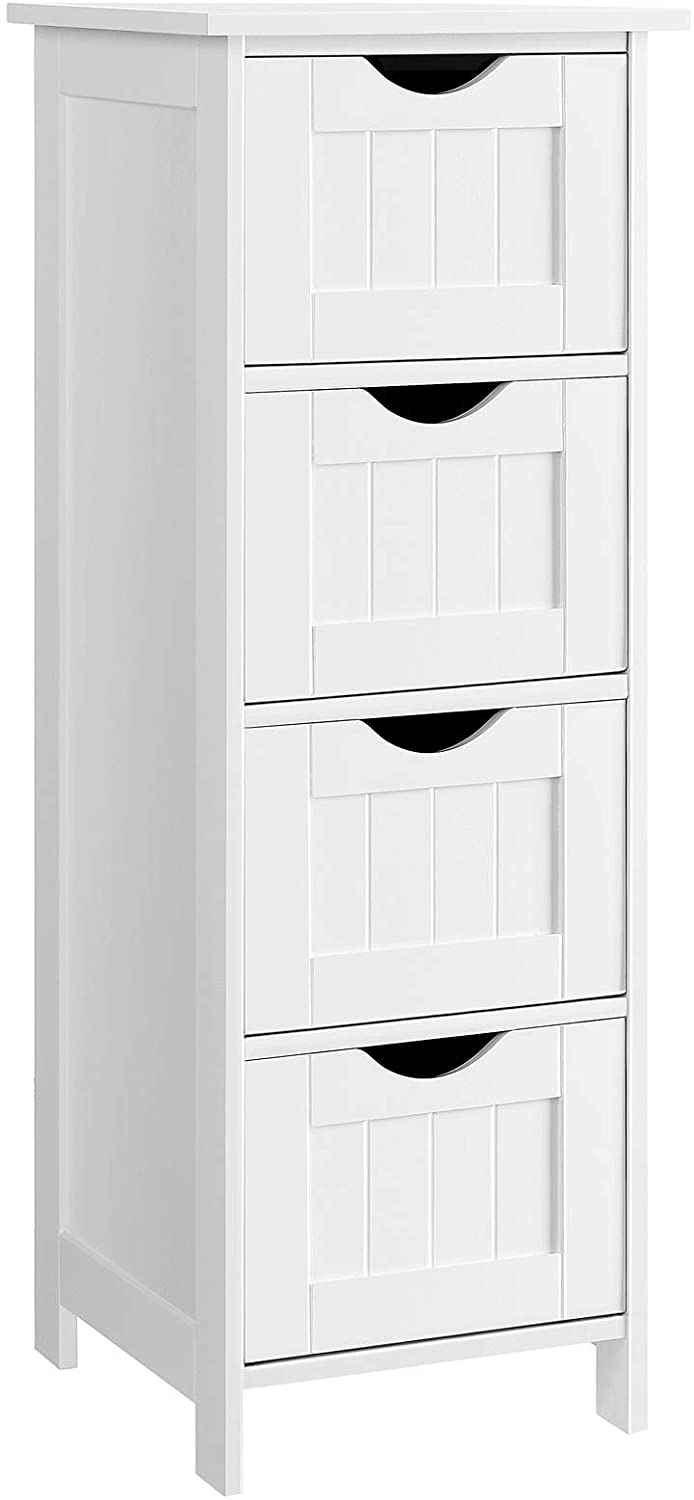 Bathroom Floor Slim Wooden Storage Unit with 4 Drawers - USTAD HOME