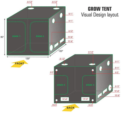 120"x120"x80" Indoor Grow Tent - USTAD HOME