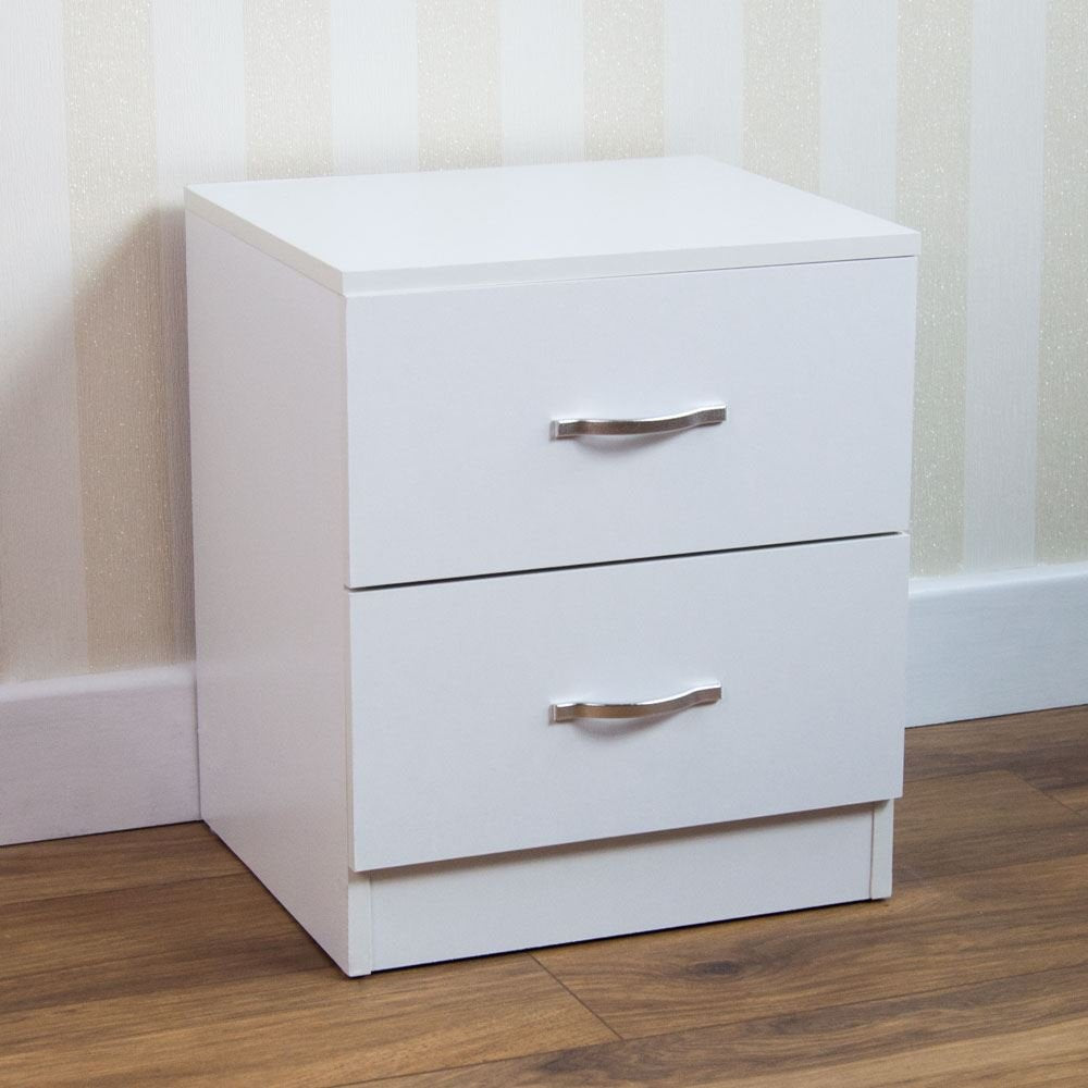 Bedside Cabinet 2 Drawer With Metal Handles and Runners - USTAD HOME