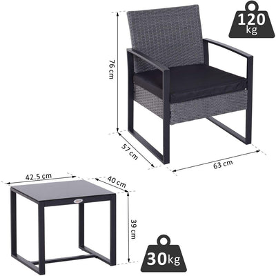 Rattan Coffee Table Chair 3PCs Set - USTAD HOME