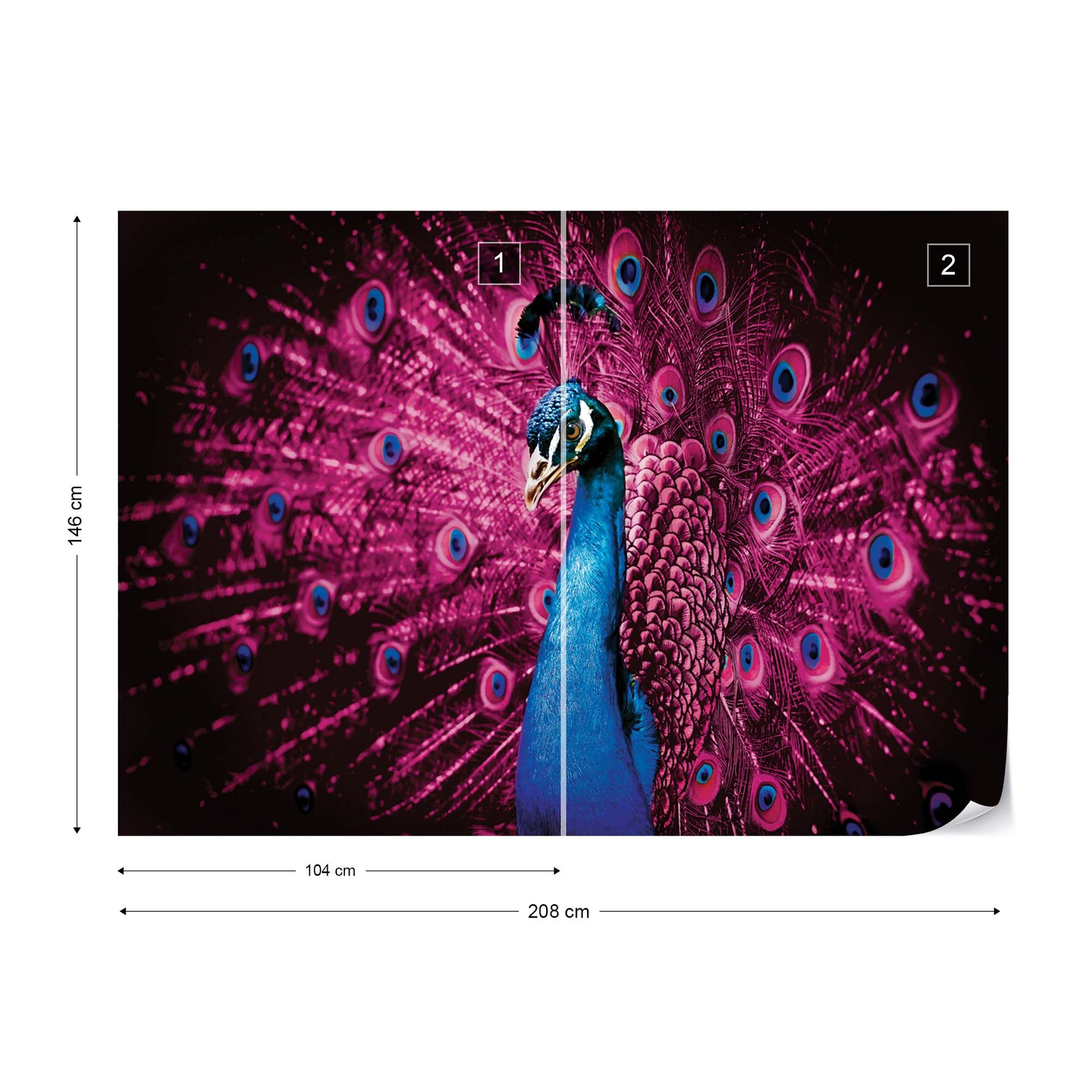 Peacock Bird Pink Feathers Photo Wallpaper Wall Mural - USTAD HOME