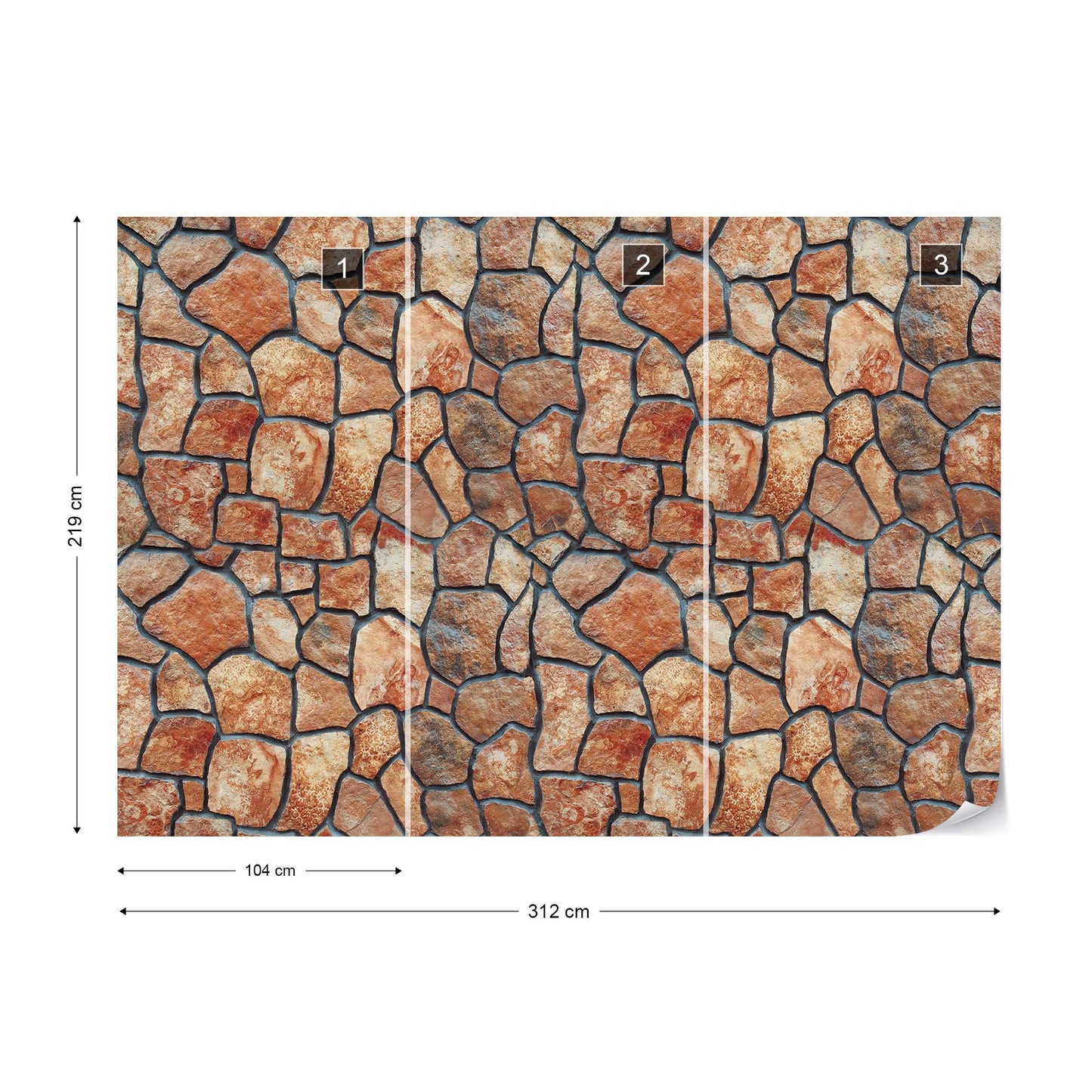 Stone Wall Photo Wallpaper Wall Mural - USTAD HOME