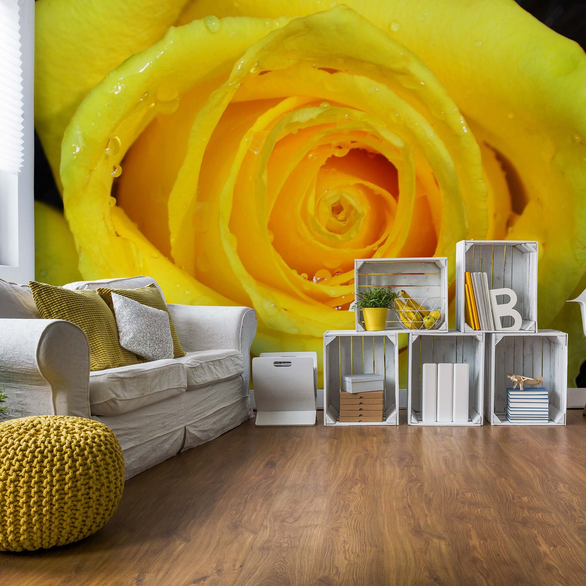 Rose Flower Yellow Photo Wallpaper Wall Mural - USTAD HOME