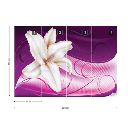 Lily Modern Floral Design Purple Photo Wallpaper Wall Mural - USTAD HOME