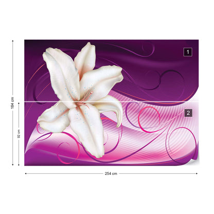 Lily Modern Floral Design Purple Photo Wallpaper Wall Mural - USTAD HOME