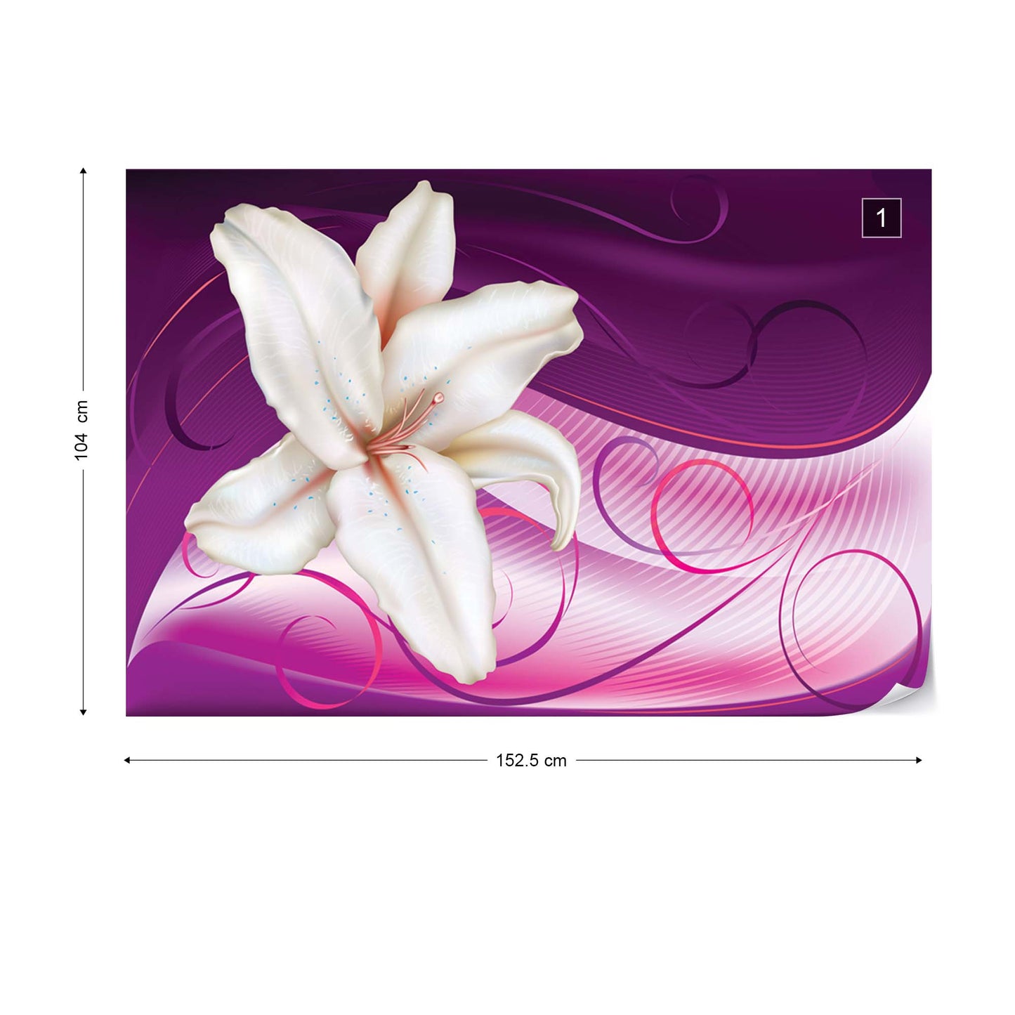 Lily Modern Floral Design Purple Photo Wallpaper Wall Mural - USTAD HOME