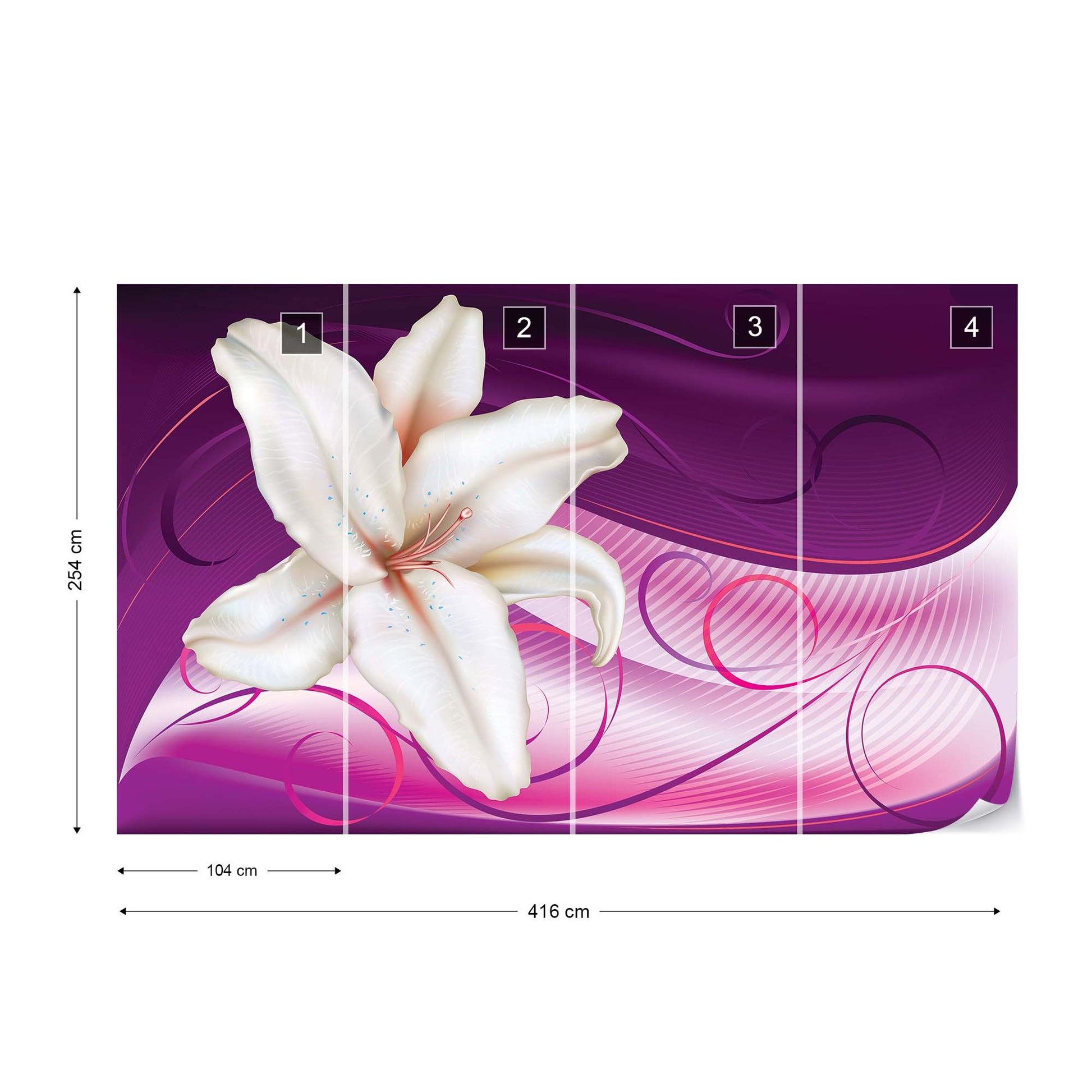 Lily Modern Floral Design Purple Photo Wallpaper Wall Mural - USTAD HOME