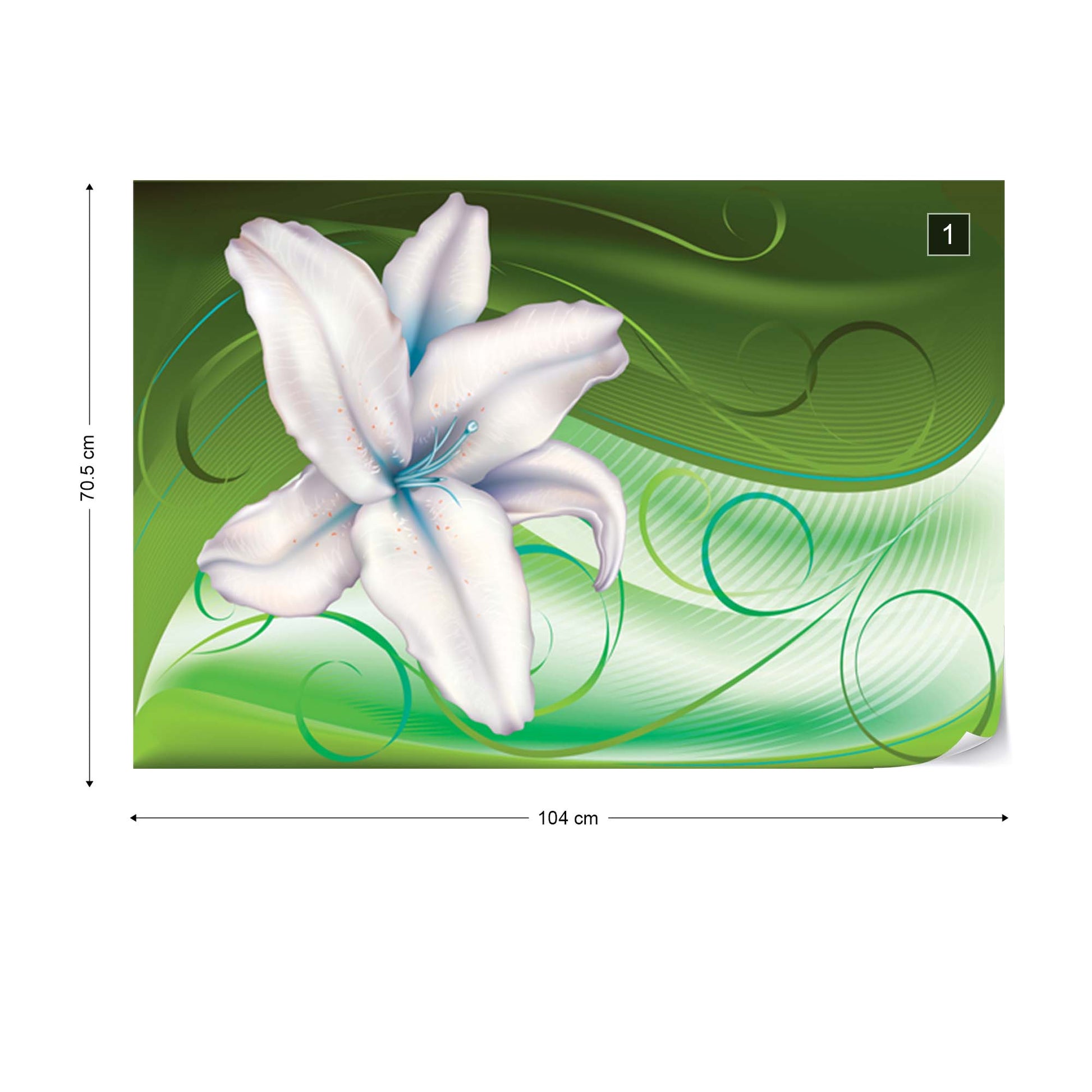 Lily Modern Floral Design Green Photo Wallpaper Wall Mural - USTAD HOME