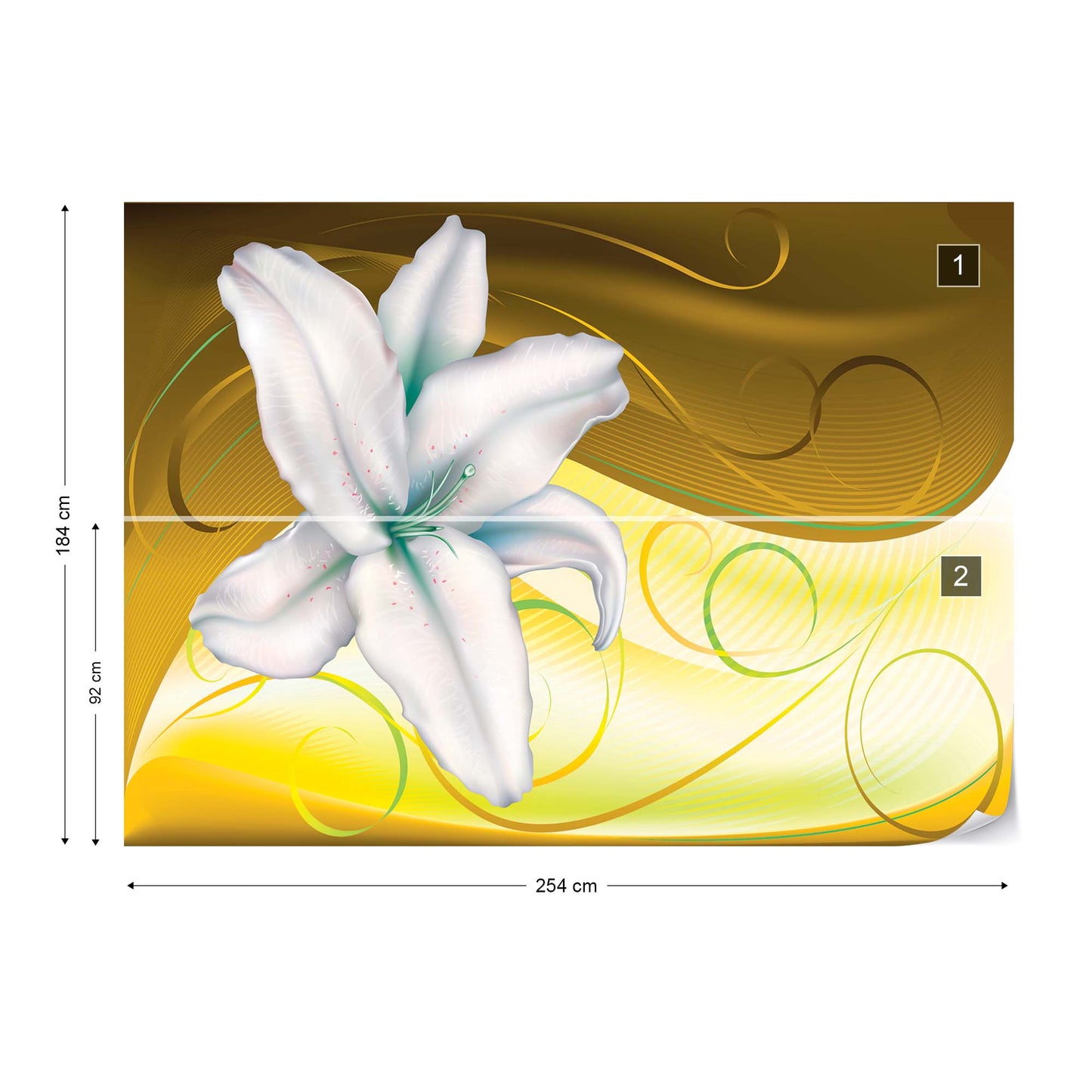 Lily Modern Floral Design Yellow Photo Wallpaper Wall Mural - USTAD HOME