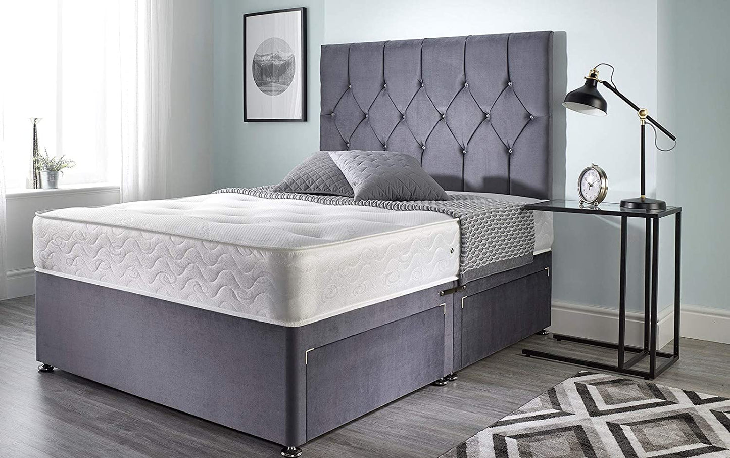 Sprung Memory Foam Divan Bed Set With Mattress - USTAD HOME