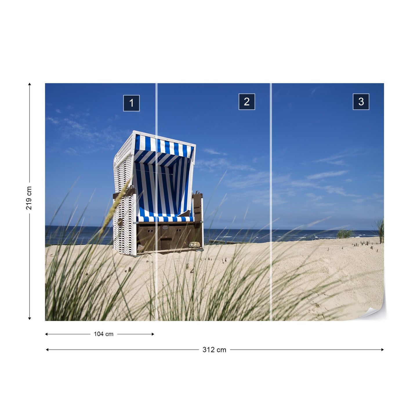 Sylt Beach Sea Chair Photo Wallpaper Wall Mural - USTAD HOME