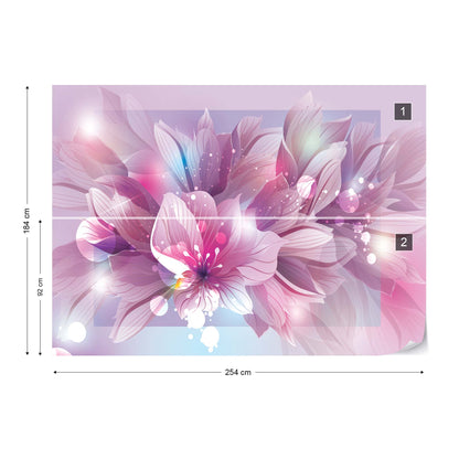 Flowers Modern Pink And Purple Photo Wallpaper Wall Mural - USTAD HOME