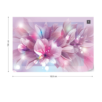 Flowers Modern Pink And Purple Photo Wallpaper Wall Mural - USTAD HOME