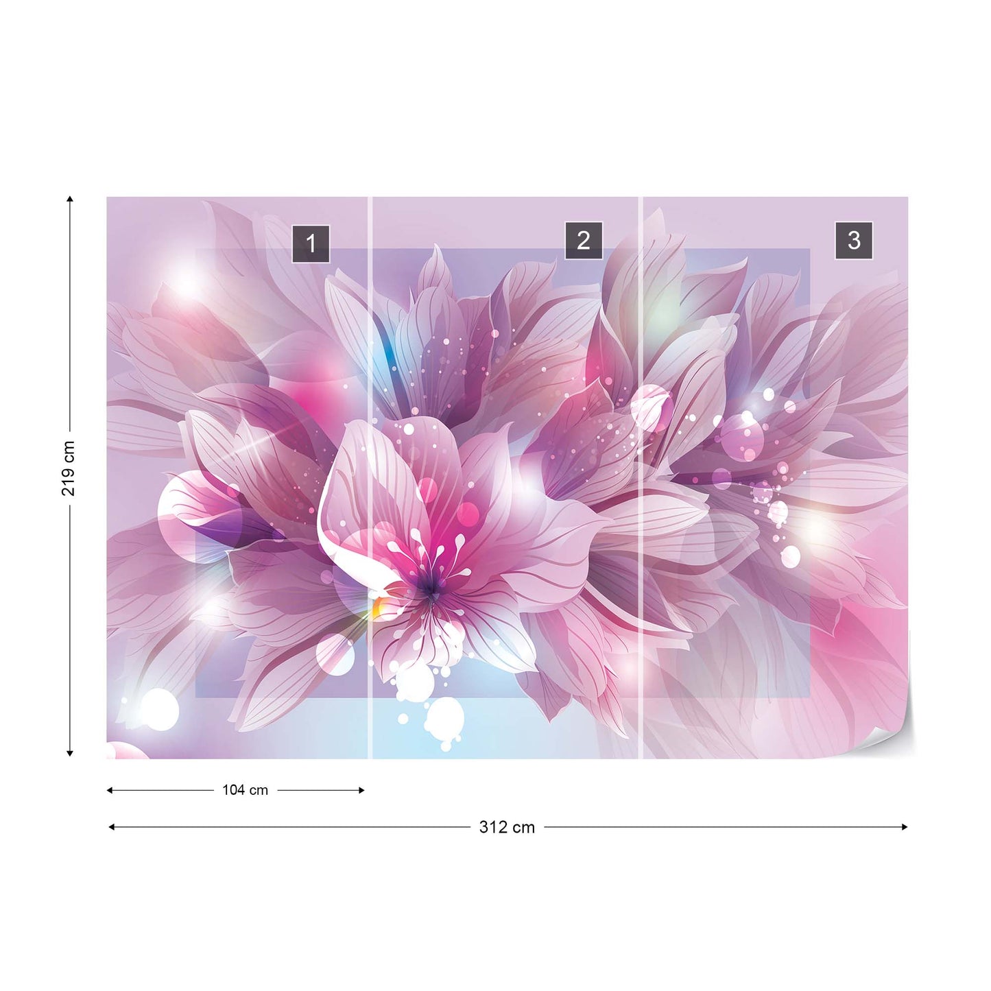 Flowers Modern Pink And Purple Photo Wallpaper Wall Mural - USTAD HOME