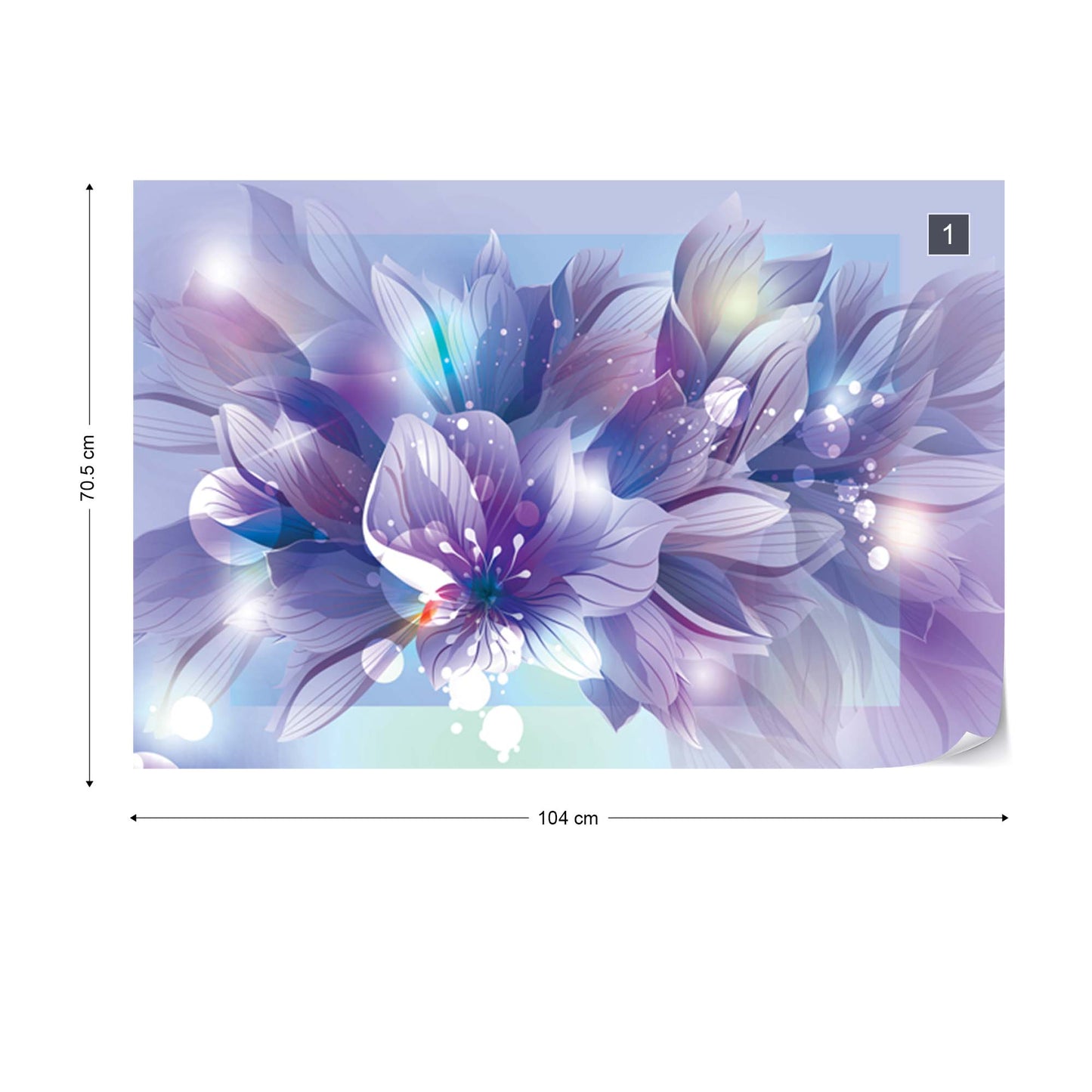 Flowers Modern Blue And Purple Photo Wallpaper Wall Mural - USTAD HOME