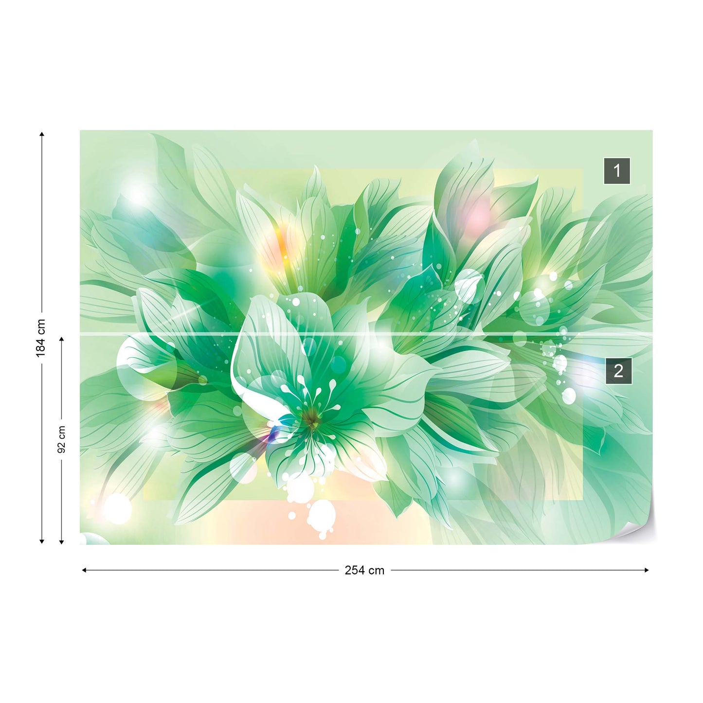 Flowers Modern Green Photo Wallpaper Wall Mural - USTAD HOME