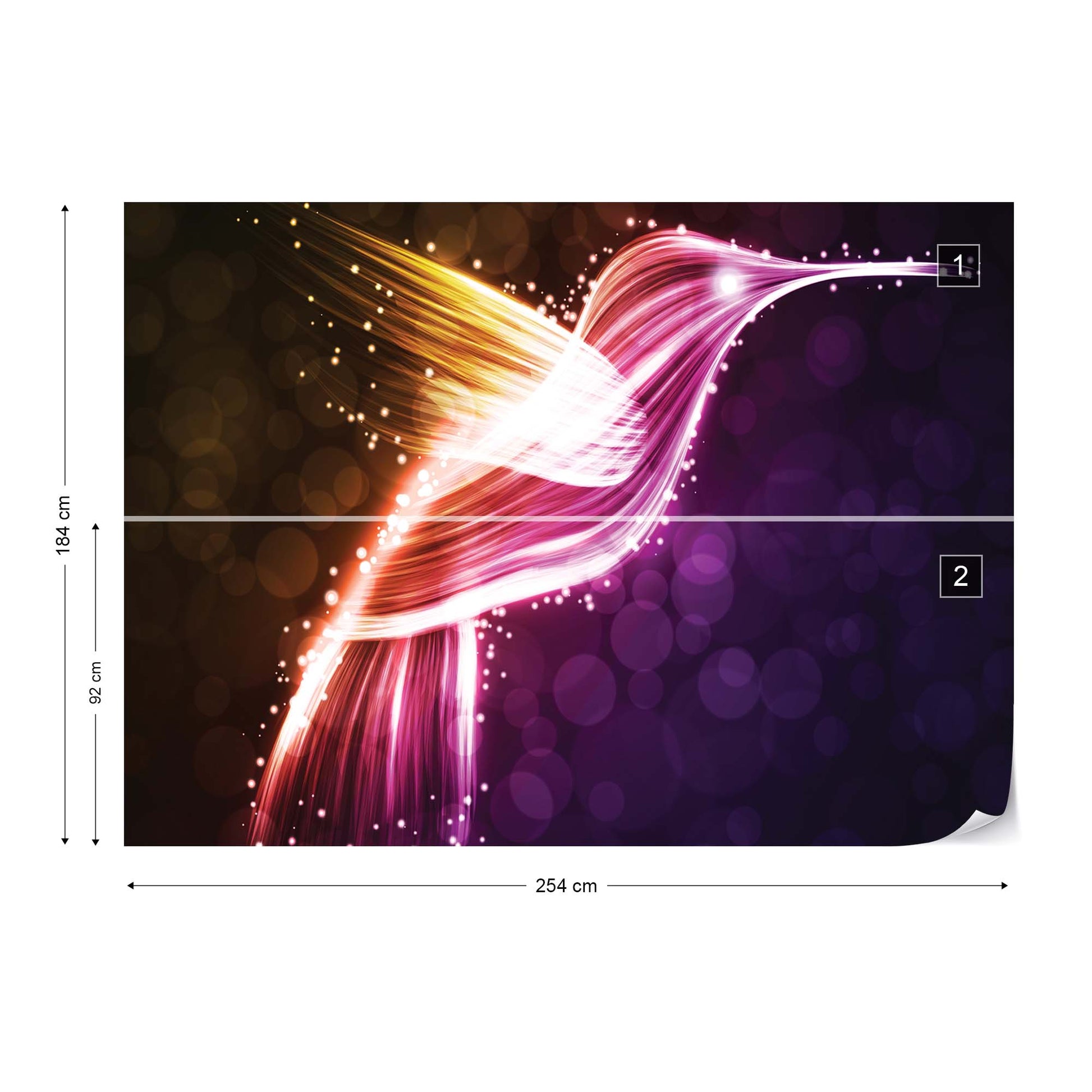 Hummingbird Neon Lights Photo Wallpaper Wall Mural - USTAD HOME