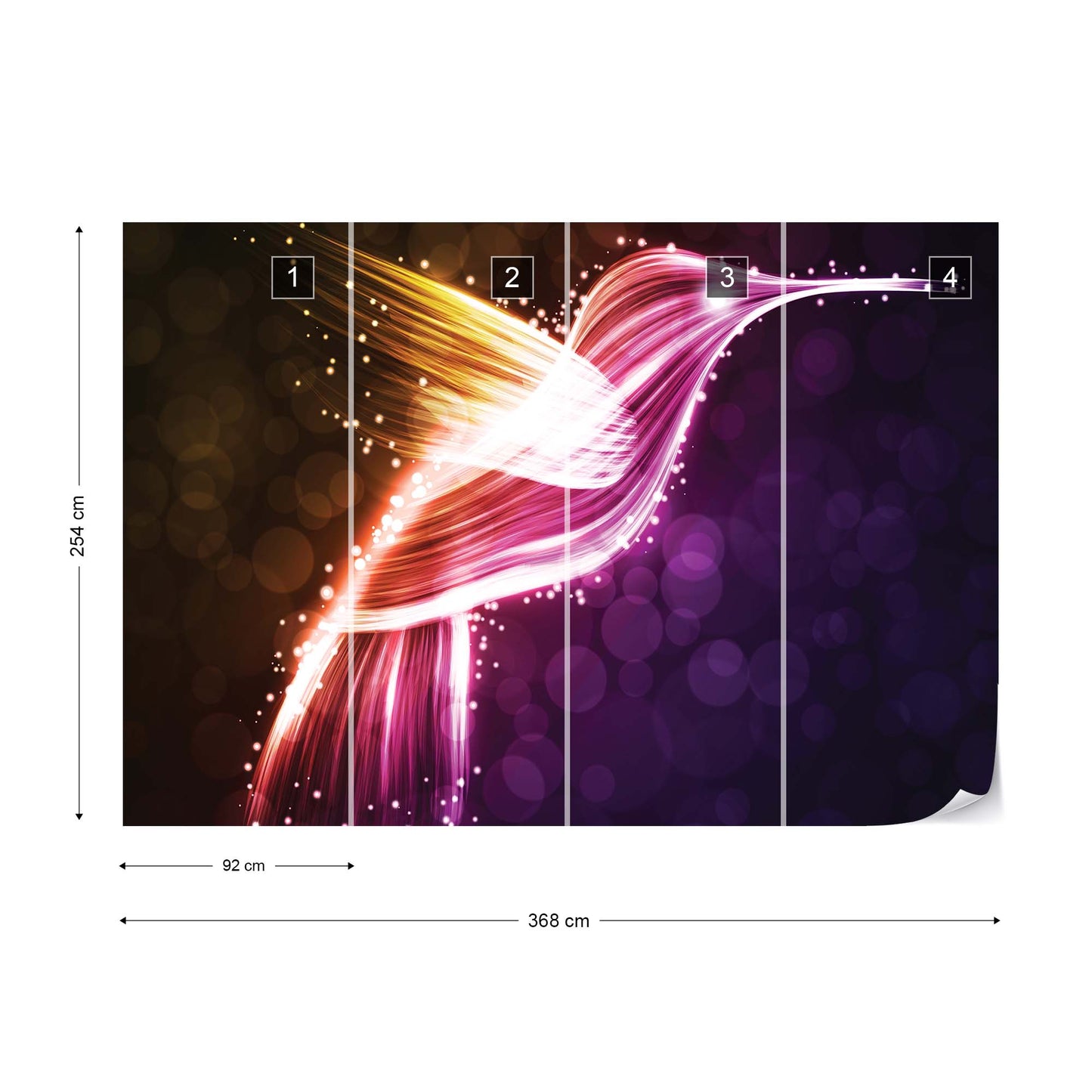 Hummingbird Neon Lights Photo Wallpaper Wall Mural - USTAD HOME