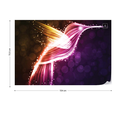 Hummingbird Neon Lights Photo Wallpaper Wall Mural - USTAD HOME