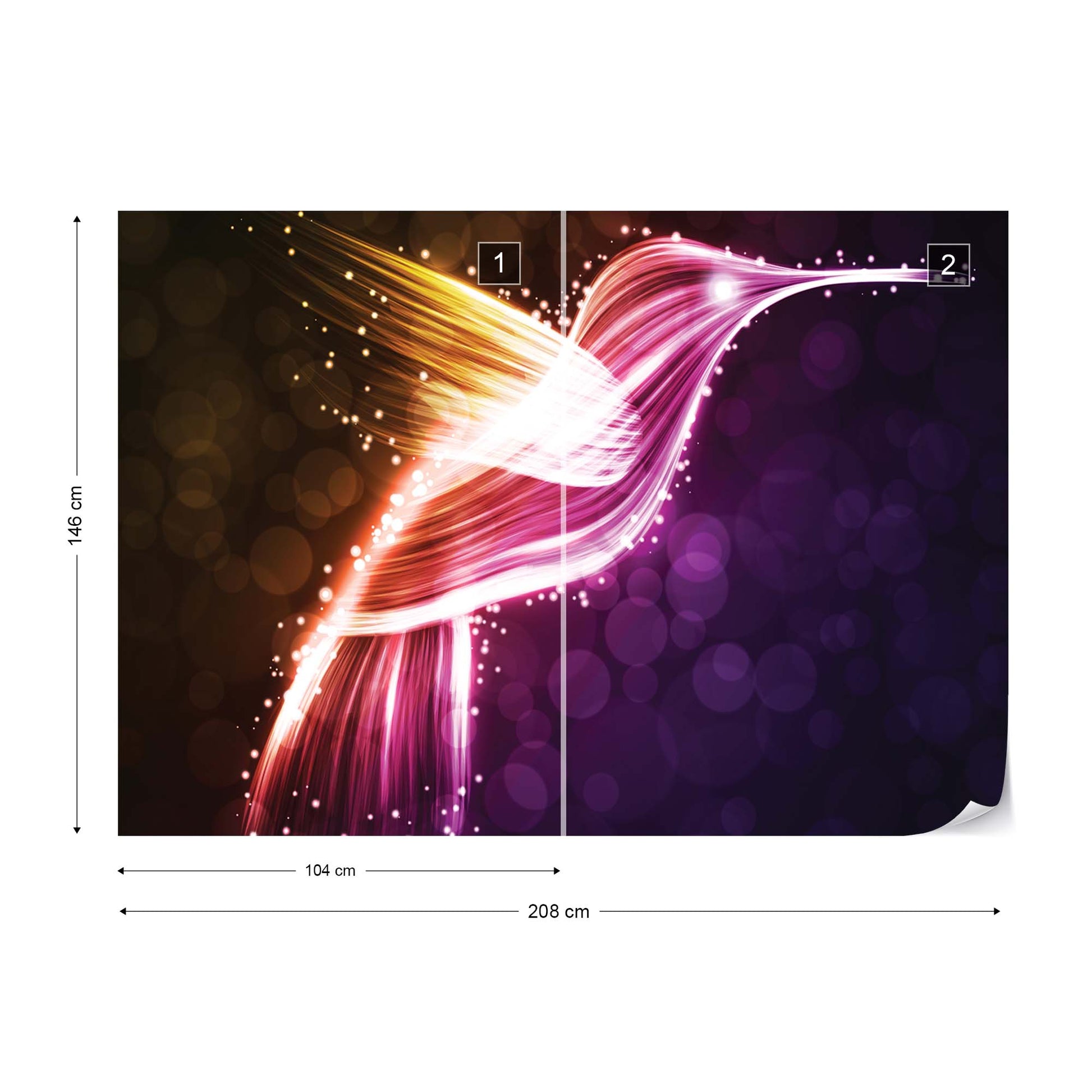 Hummingbird Neon Lights Photo Wallpaper Wall Mural - USTAD HOME