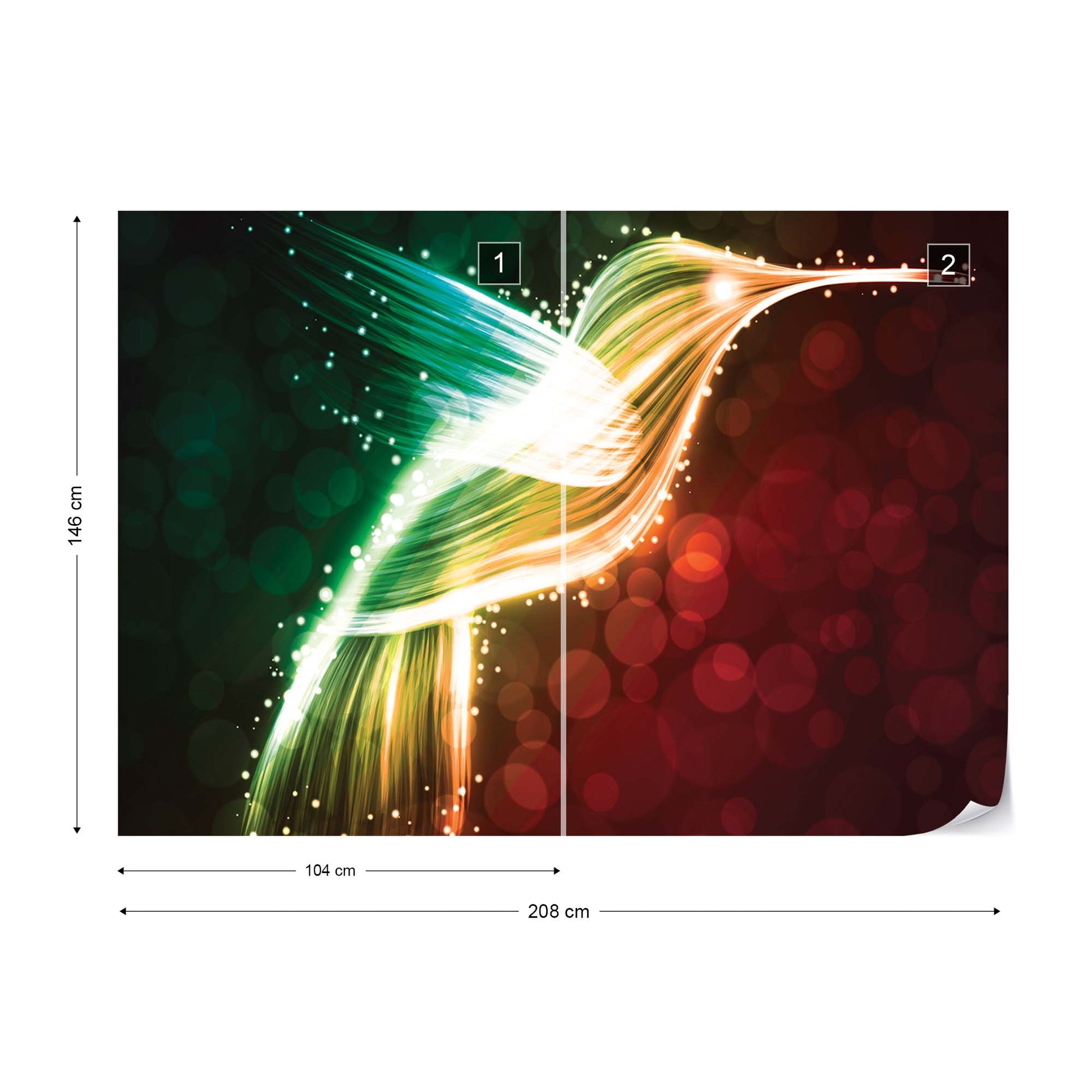 Hummingbird Neon Lights Photo Wallpaper Wall Mural - USTAD HOME