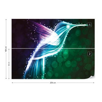 Hummingbird Neon Lights Photo Wallpaper Wall Mural - USTAD HOME