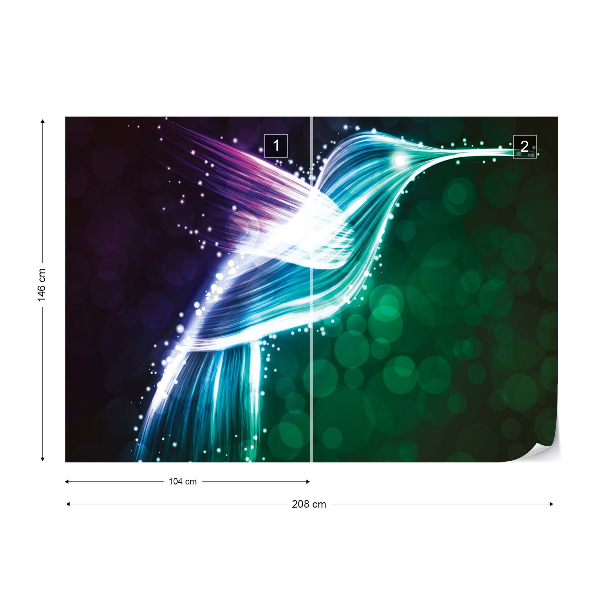 Hummingbird Neon Lights Photo Wallpaper Wall Mural - USTAD HOME