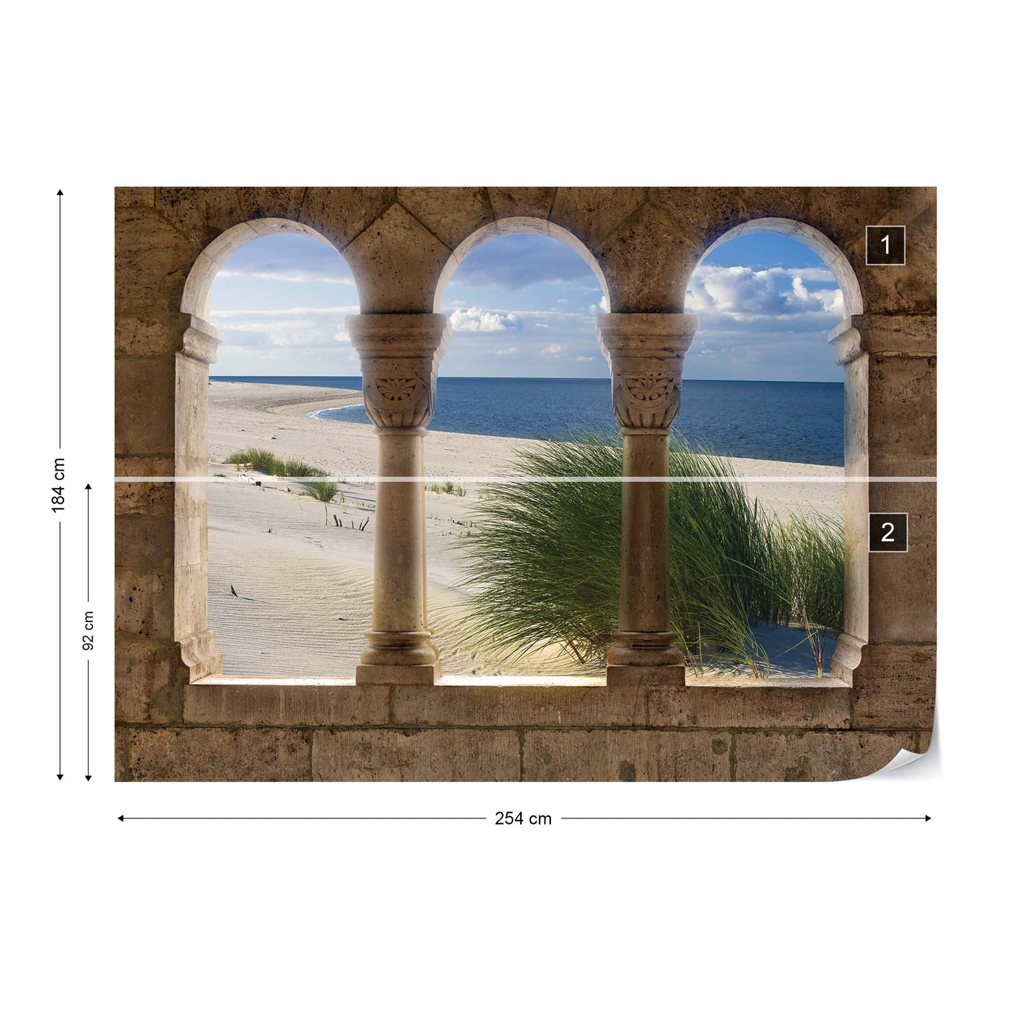 Beach Sand Dunes View Through Stone Arches Photo Wallpaper Wall Mural - USTAD HOME