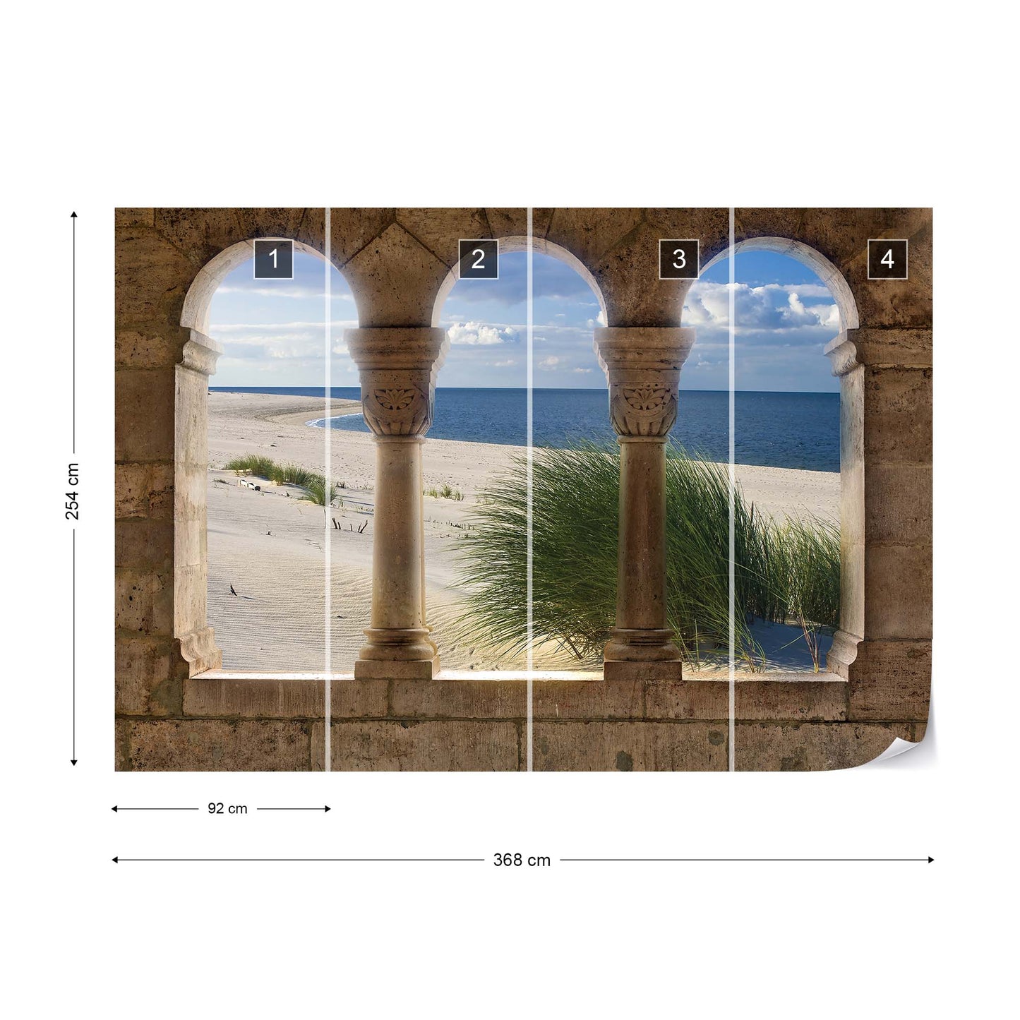 Beach Sand Dunes View Through Stone Arches Photo Wallpaper Wall Mural - USTAD HOME