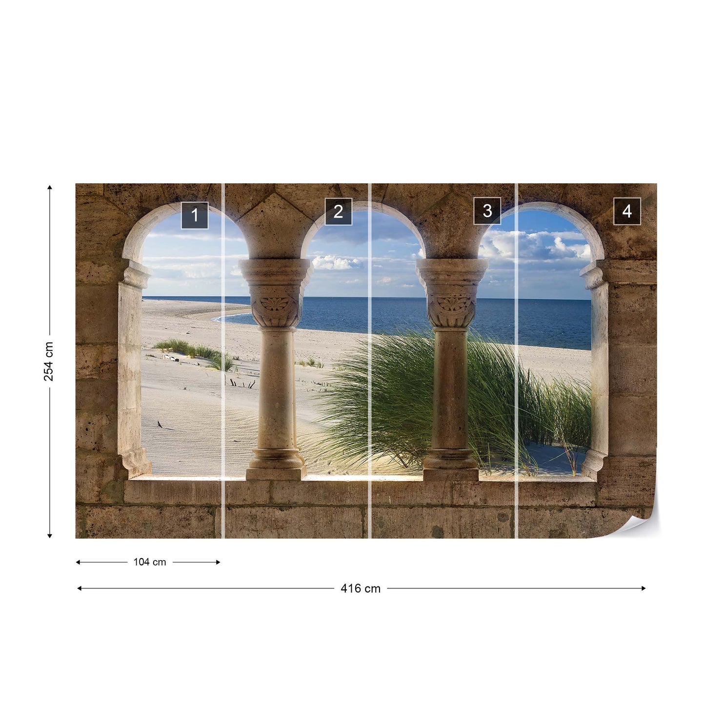 Beach Sand Dunes View Through Stone Arches Photo Wallpaper Wall Mural - USTAD HOME