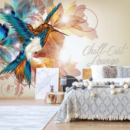 Hummingbird Flowers Photo Wallpaper Wall Mural - USTAD HOME